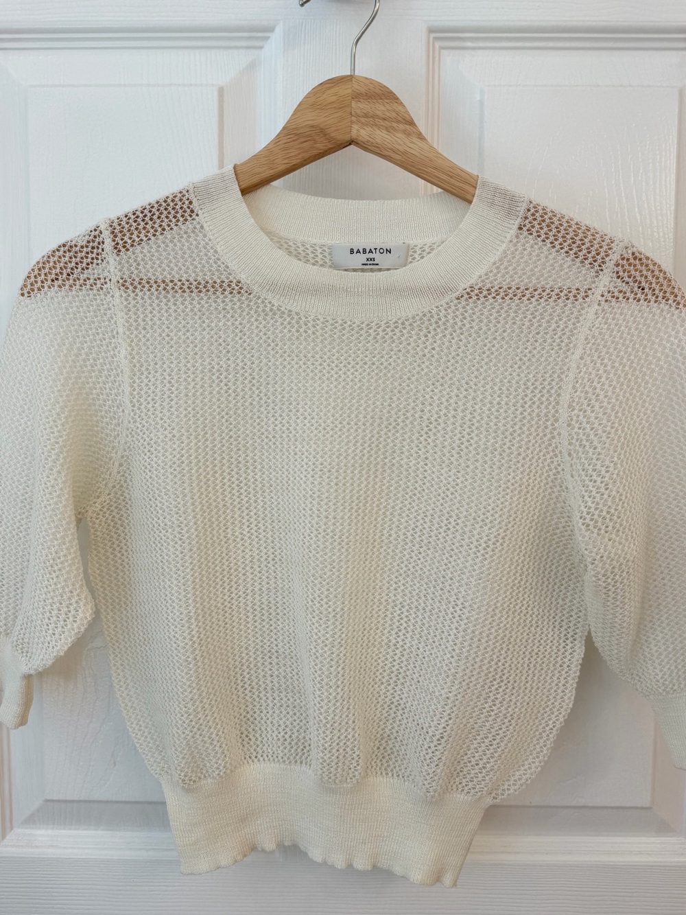 BABATON OPEN KNIT CROPPED SWEATER